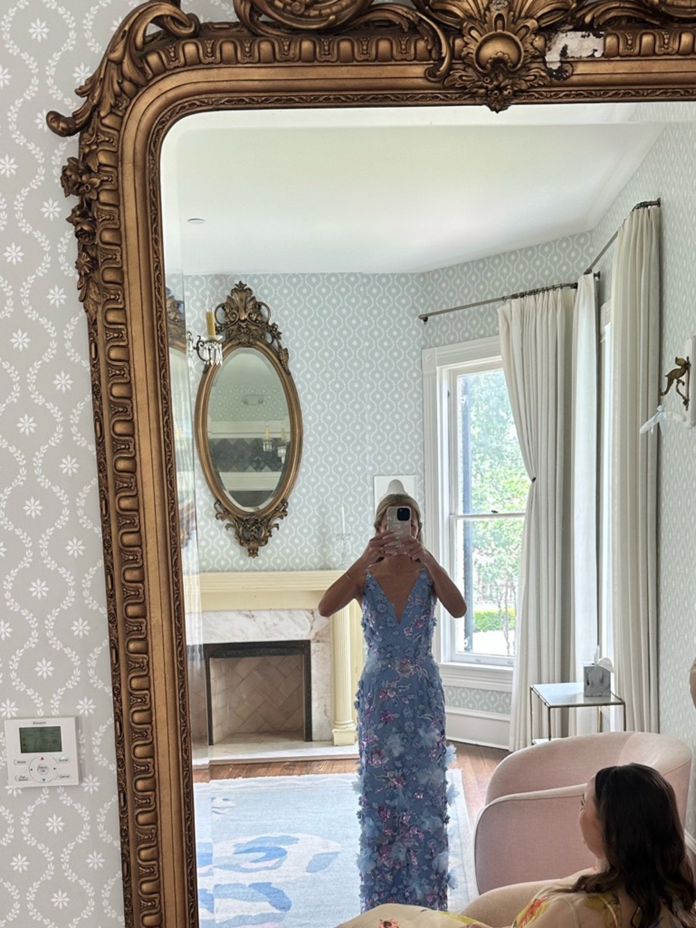 HELSI Nora Blue Sequin Appliqué Midi Dress XS - Picture 4 of 4